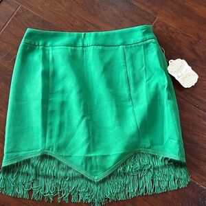 Altar'd State Vibrant Green Fringe Mini Skirt